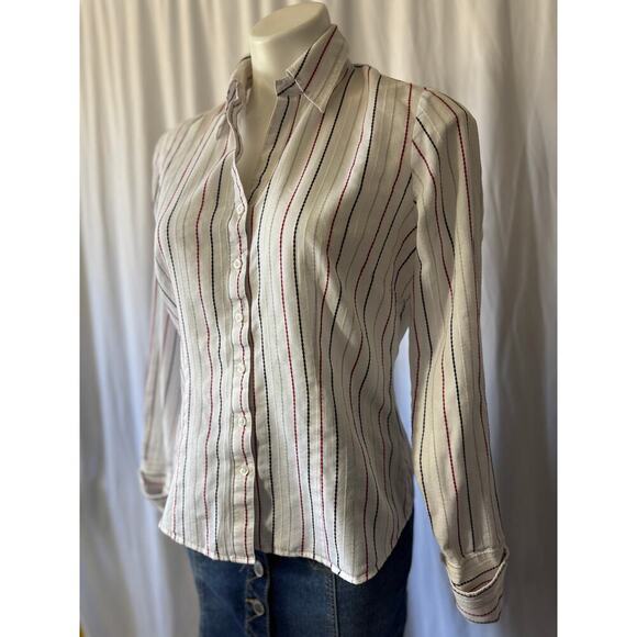 Marks & Spencer Striped Button-Up Blouse - Size UK 14 (US 10) - Picture 4 of 11